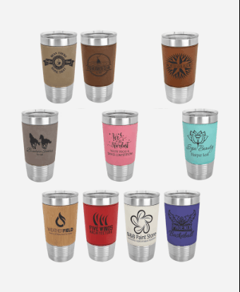 20oz Leatherette Tumbler w/Clear Lid - Birdshot Branding